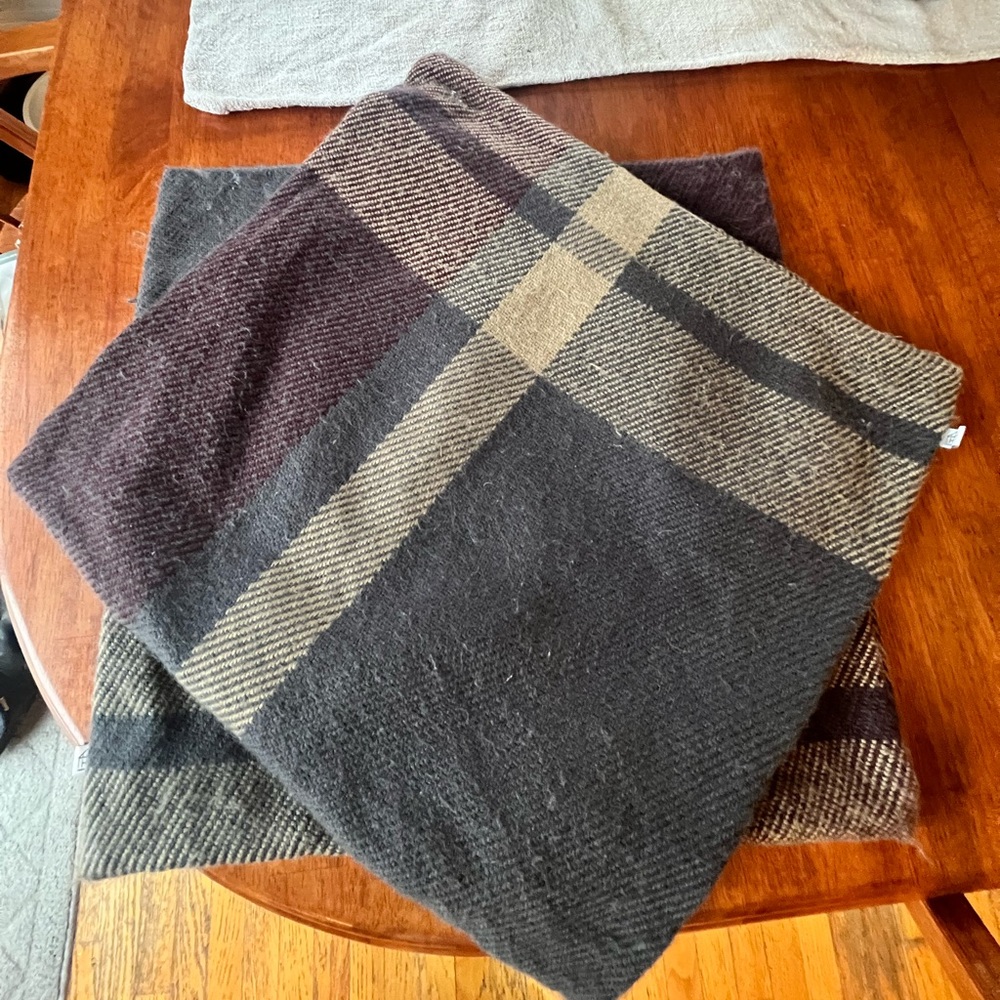 Hearth & Hand Plaid Pillow in Burgundy and Tan